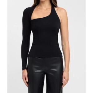 Reformation 'Harper' Black Knit Long Sleeve Top Size M